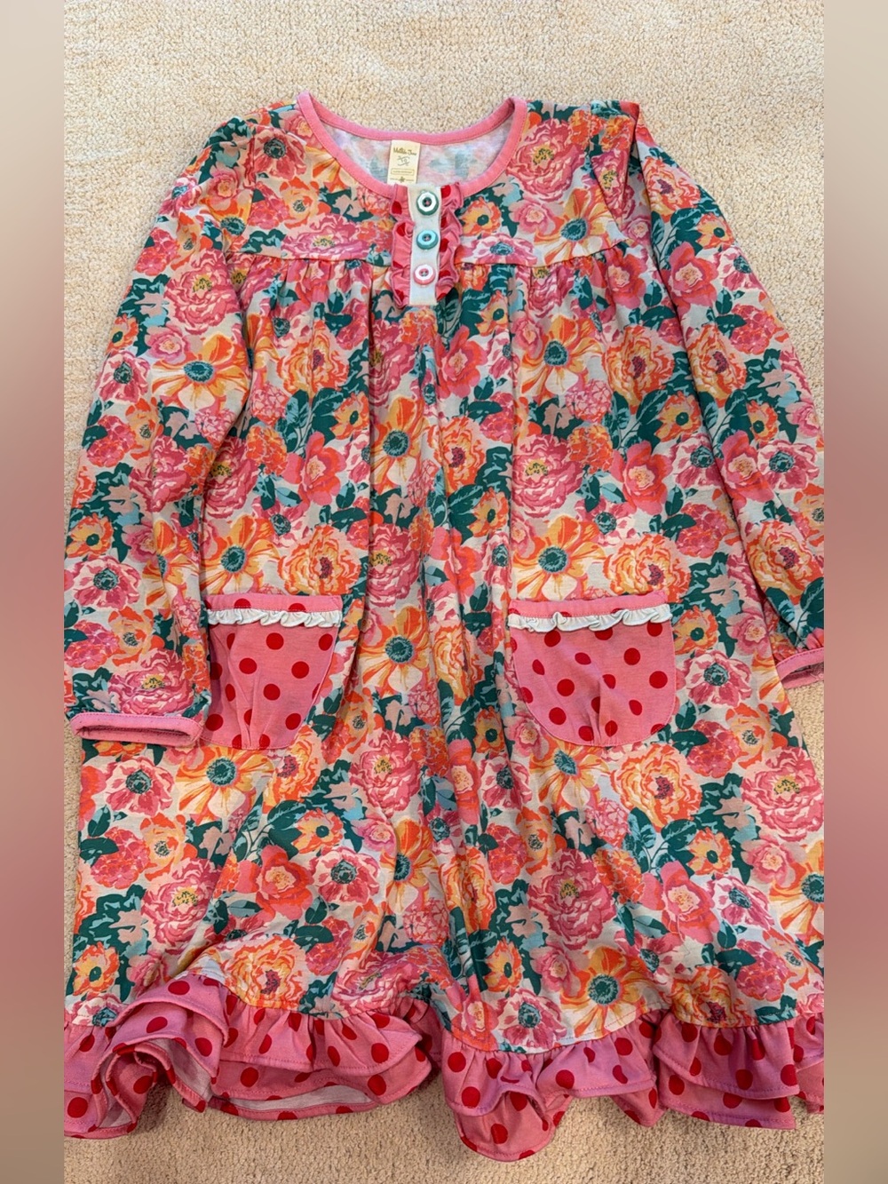 Matilda Jane Pink Floral Ruffle Long-Sleeve Nightgown